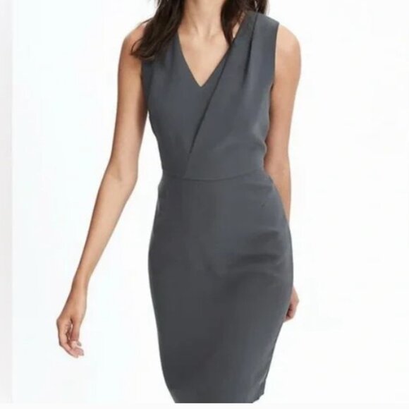 Banana Republic Grey Deep Vee Sheath Dress - Picture 8 of 10